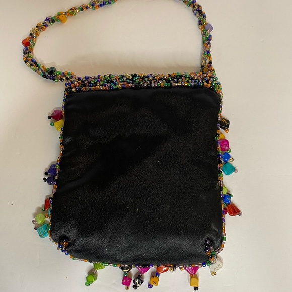 Small hand bag with multi colored glass beads - Picture 2 of 2